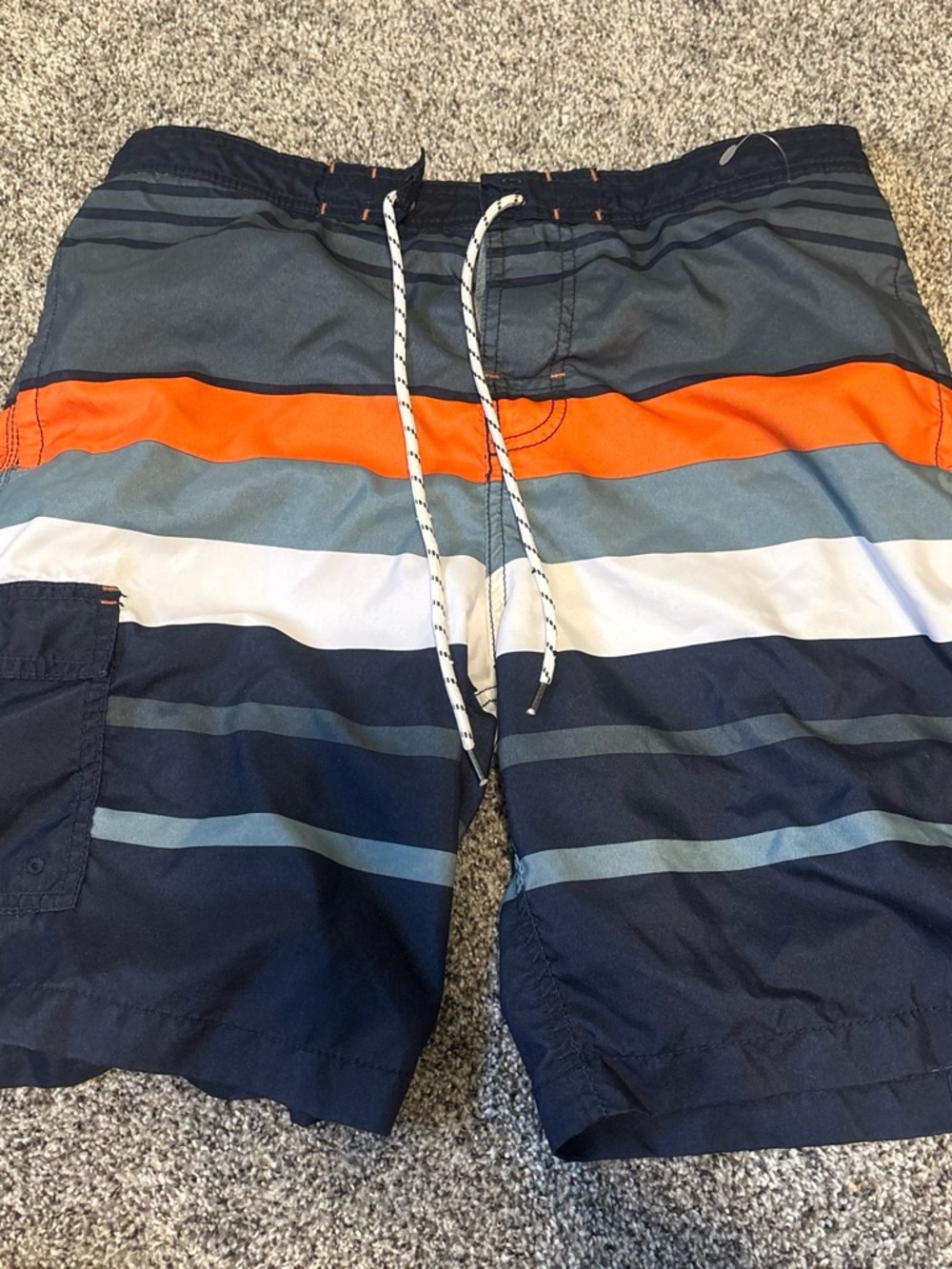 Goodfellow & Co Navy, Orange, White Striped Swim Shorts